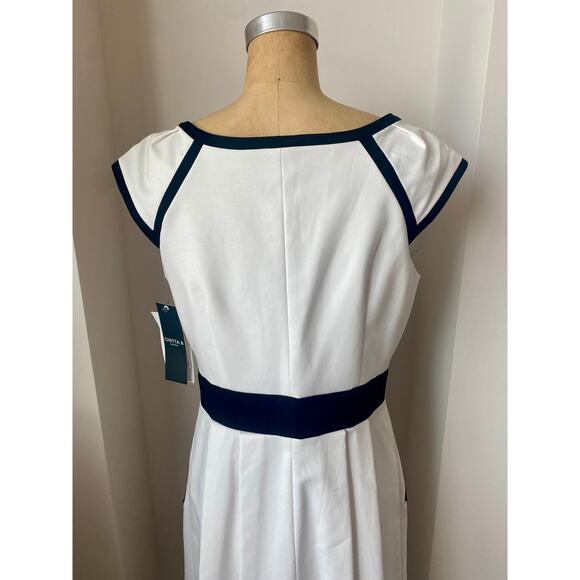 Chetta B Black & White Cotton Blend Shirt Dress With Gold Toggles size 6 nwt - Picture 6 of 10